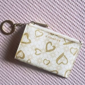 Coach Mini Skinny ID Case in Signature Canvas with Heart Print